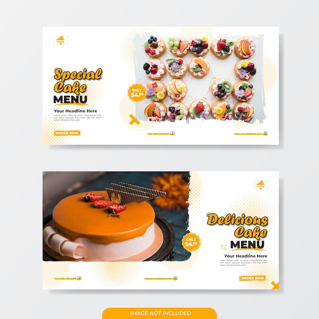 Vector cake menu banner promotion template design