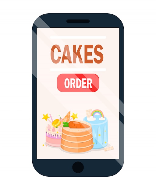 Cake online ordering application с плакатом меню.