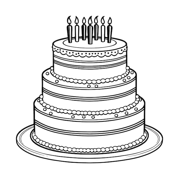 Cake outline kleurpagina illustratie voor kinderen en volwassenen