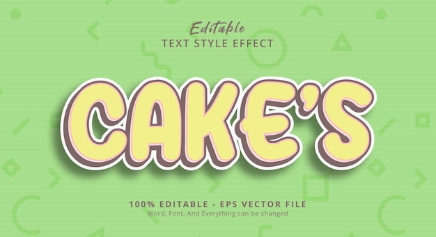 Cake's text style effect editable text effect