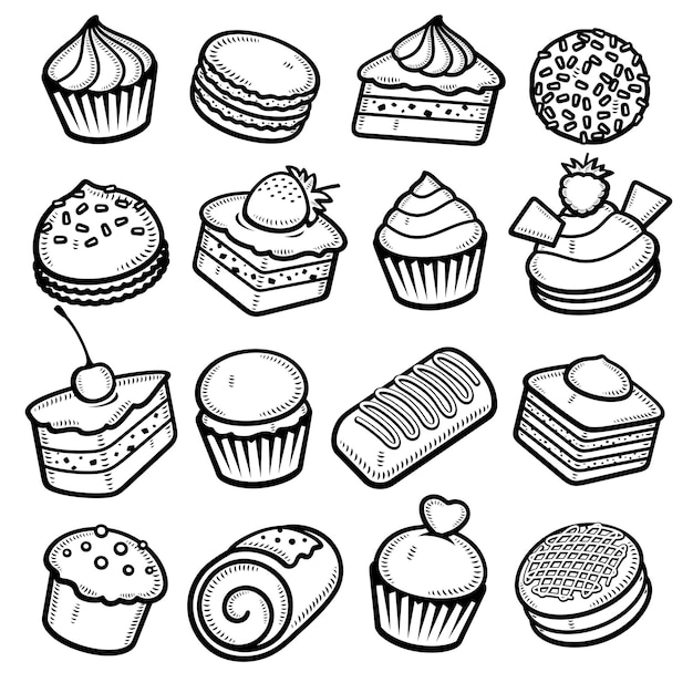 Cake set Collection icon cake Vector