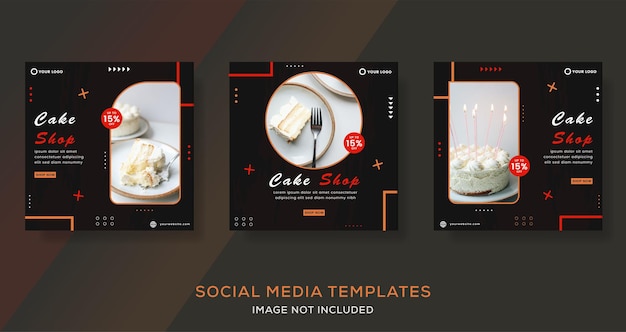 Cake shop banner tempalte for social media business premium vector