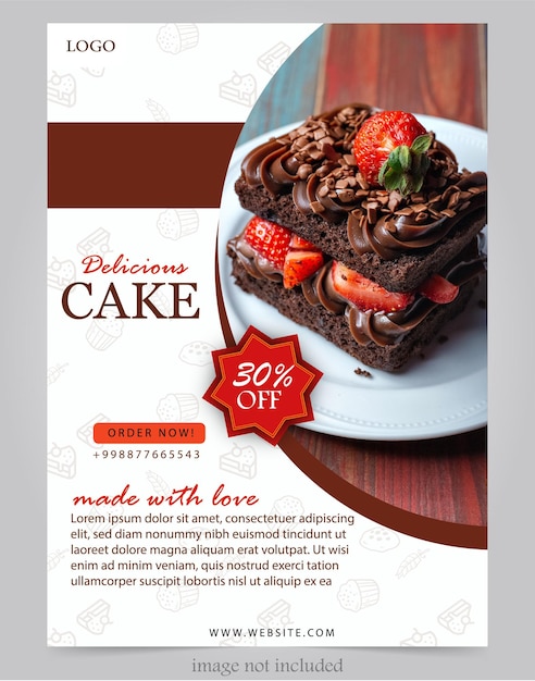 Vector cake shop banner template poster simple design