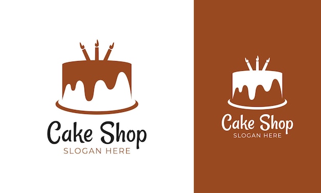 Cake shop-logo-ontwerp met chocoladeconcept en kaars