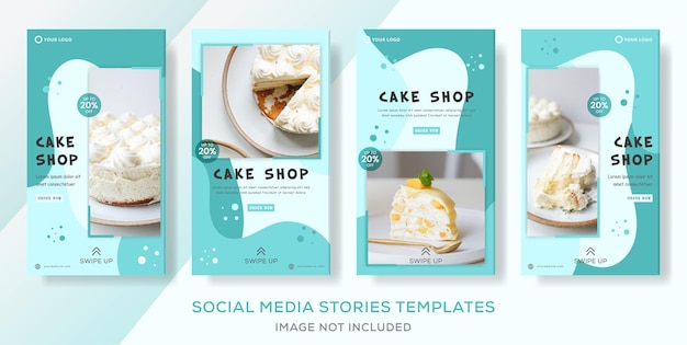 Cake shop set banner stories template abstract.