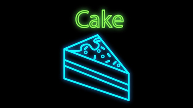 Cake slice lichtreclame Lichtgevend uithangbord met verjaardagstraktatie Nacht heldere advertentie Vector