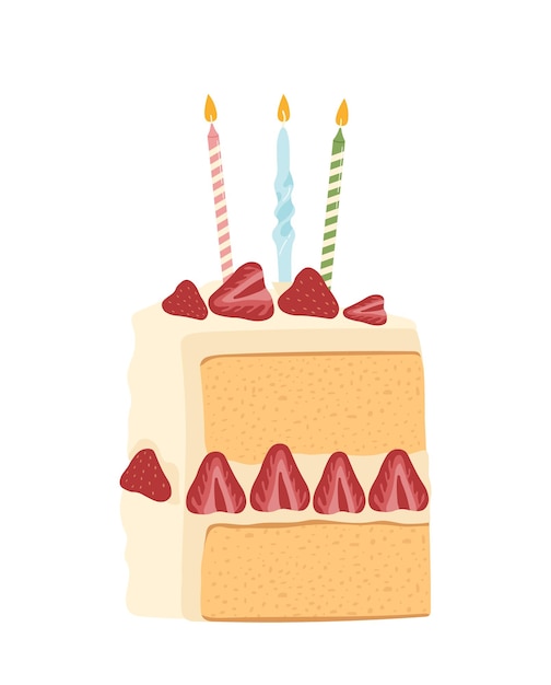 Cake slice with candles vector concept