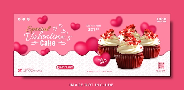 Vector cake special valentines day social media post banner template for promotion