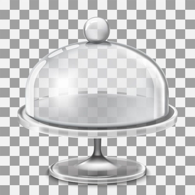 Cake stand with spherical glass cover dome isolated