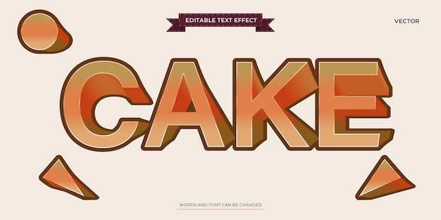 Vector cake tekst effect grafische stijl bewerkbare voedsel typografie woordkunst