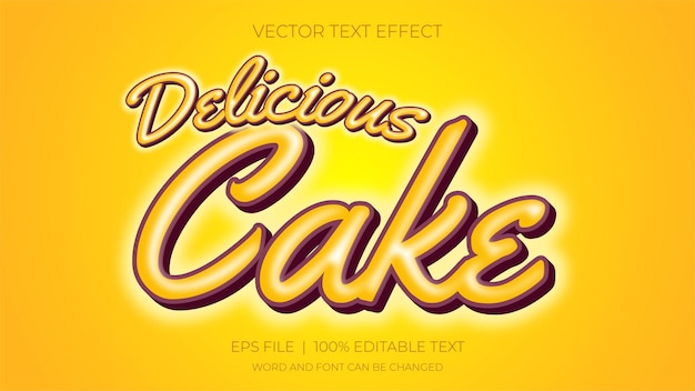 Cake text effect yellow color editable word