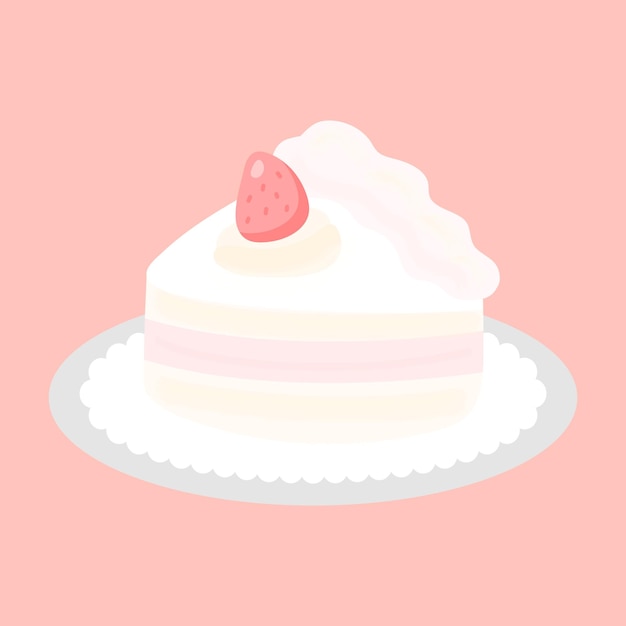 Cake vector illustration Celebrate Christmas or a birthday Strawberry Cream Cake