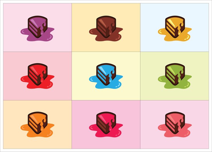 Cake with Melting Sauces illustration Vector design set