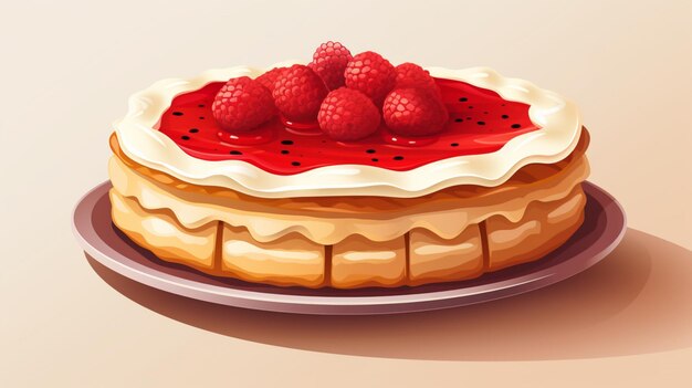 Vector a cake with raspberries on top of it