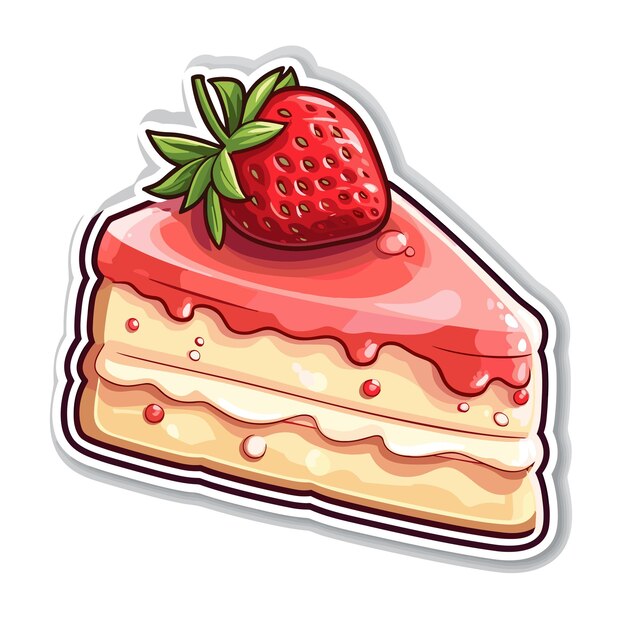 Vector cake with strawberry