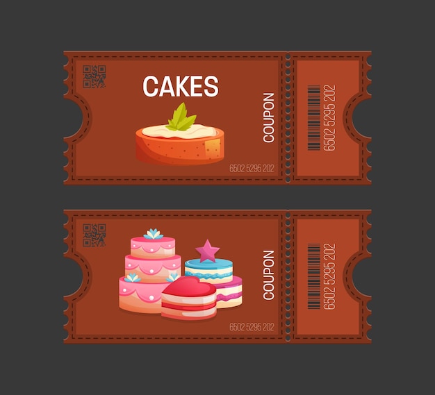 Cakes coupon Gift Voucher ticket card Coupon food drink eating