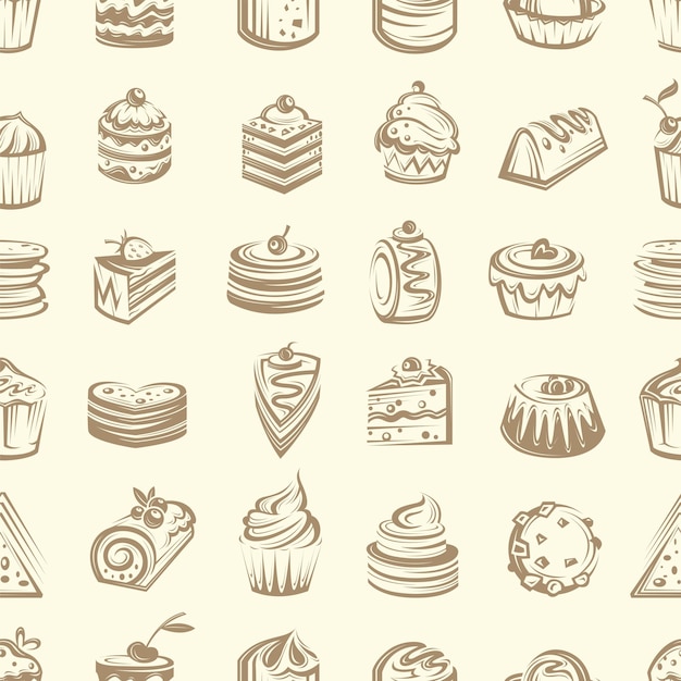 Vector cakes seamless pattern