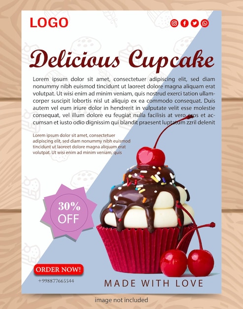 Vector cakes shop poster flyer sjabloon eenvoudig ontwerp voor digitale marketing