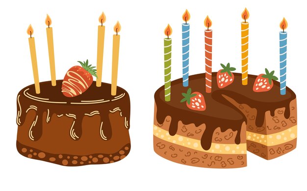 벡터 ⁇ 불 케이크 사탕 과자 달 ⁇ 한 디저트 생일 및 휴일 케이크 세트  ⁇ 터