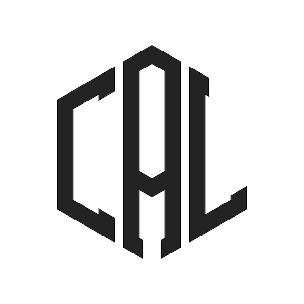 CAL ロゴ デザイン イニシャルレター CAL モノグラム ロゴ ヘクサゴン形