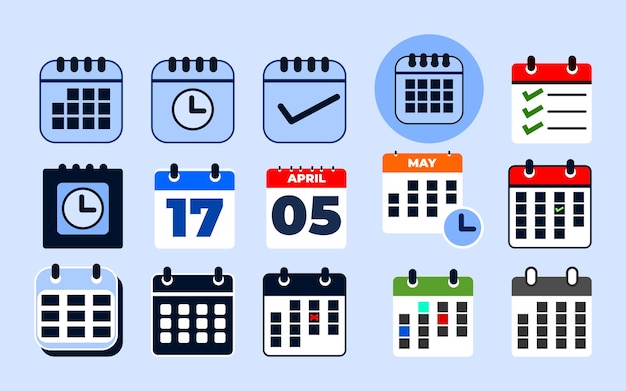 Calander icon set set of 15 calendar icons
