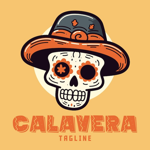 Calavera mascotte schattige schedel Mexicaanse hoed logo