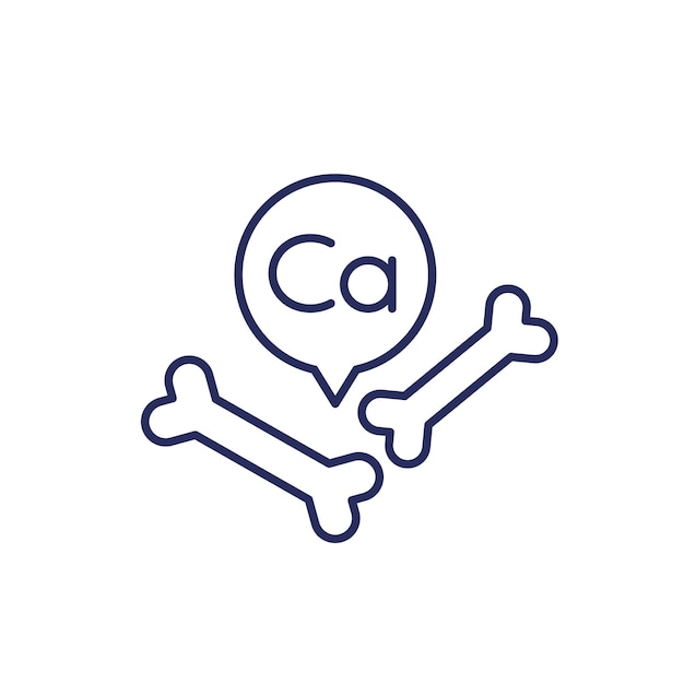 Calcium and bones line icon vector