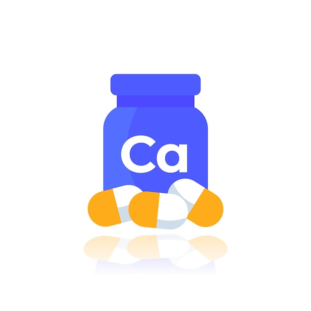 Vector calcium mineral icon supplements capsules and bottle