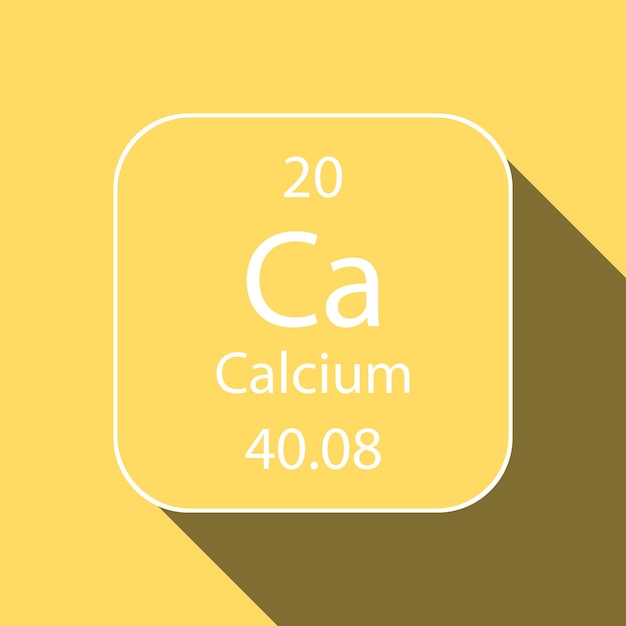 Calcium symbol with long shadow design Chemical element of the periodic table Vector illustration