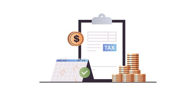 ベクトル 税申告と所得税申告の請求書の計算、ビジネス請求書のコンセプト。