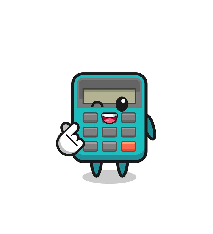 Vector calculator character doing korean finger heart