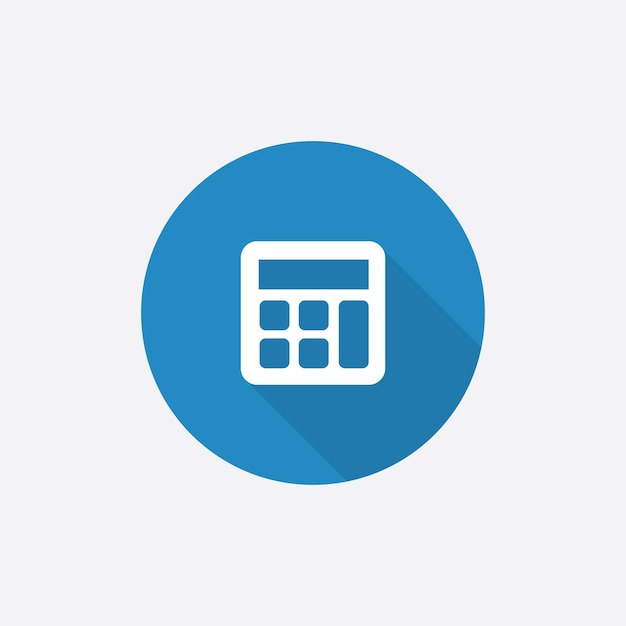 Vector calculator flat blue simple icon with long shadowxa