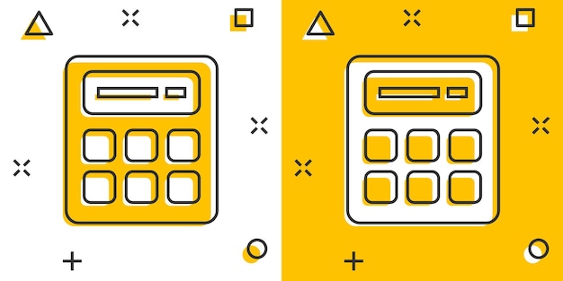 Vector calculator icon in comic style calculate cartoon vector illustration on white isolated background calculation splash effect business concept