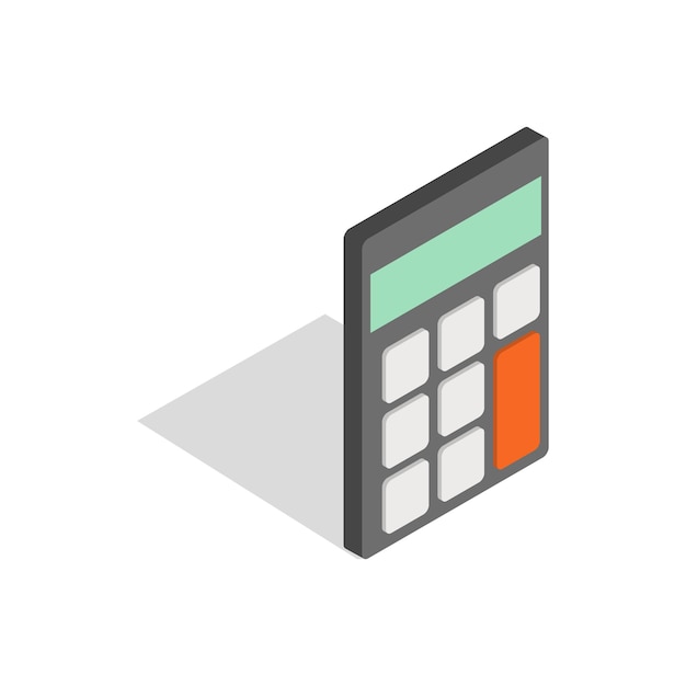 Calculator icon in isometric 3d style isolated on white background Compute symbol