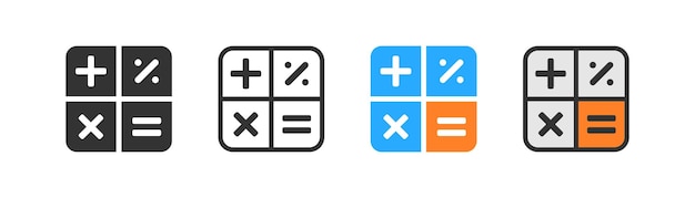 明るい背景に電卓アイコン数学記号アプリ ui 記号の会計ビジネス テンプレート概要フラットと色付きのスタイル フラット デザイン ベクトル図