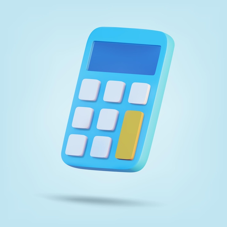 वेक्टर calculator isolated on blue background 3d rendering vector illustration