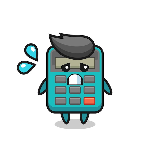 Calculator mascot character with afraid gesture , cute style design for t shirt, sticker, logo element