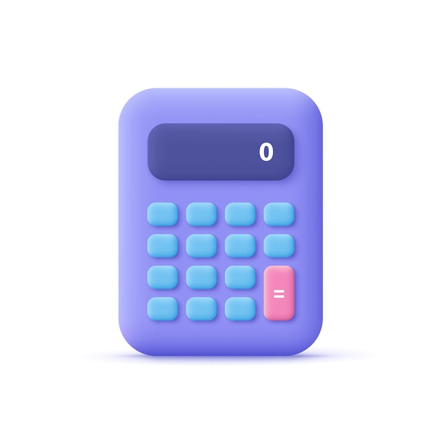 Вектор Калькулятор математическое устройство финансовая аналитика бухгалтерия бюджет дебетовые кредитные расчеты концепция 3d векторная иконка мультяшный минимальный стиль