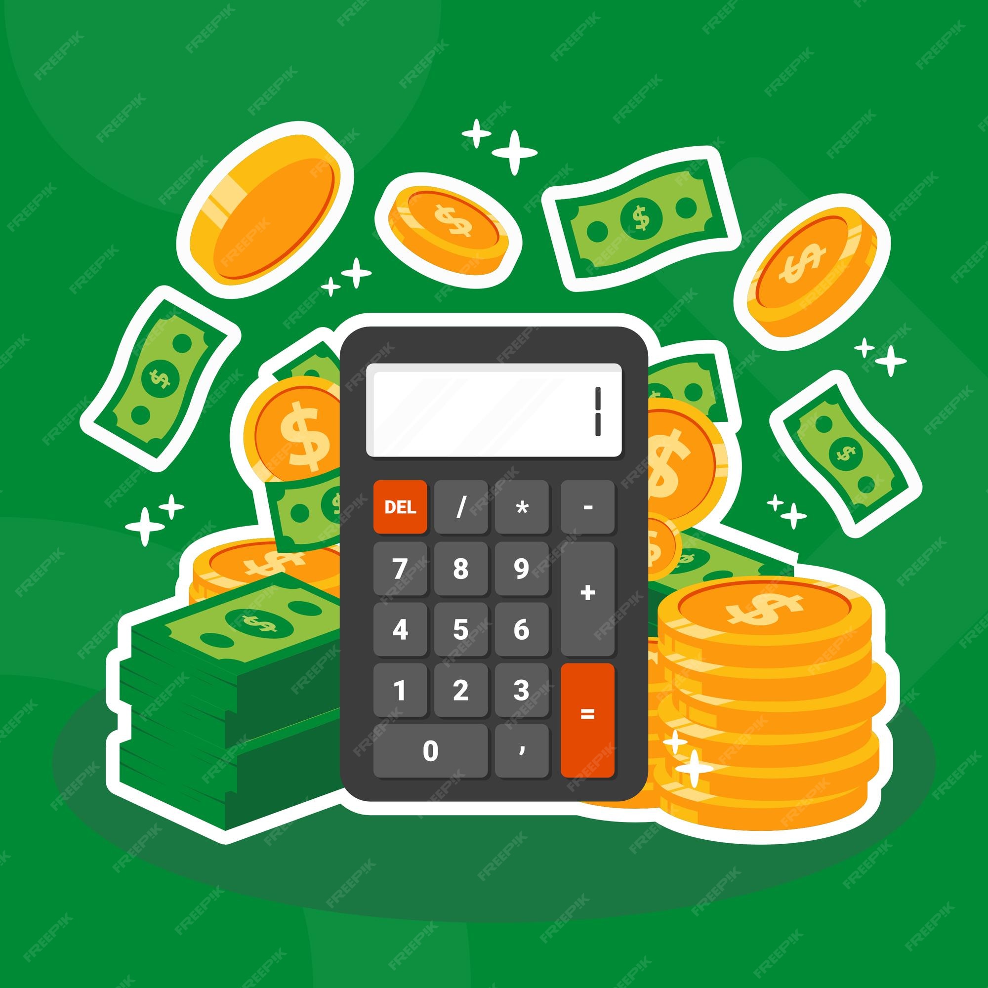 Premium Vector Calculator And Money Cartoon premium-vector-calculator-and-money-cartoon