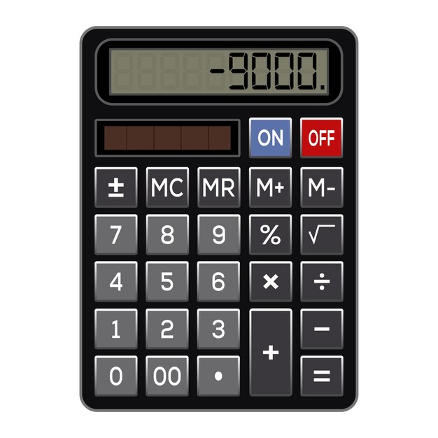 Calculator op witte achtergrond wordt geïsoleerd die