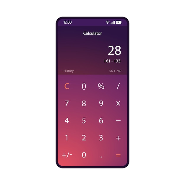 Vector calculator smartphone interface vector template