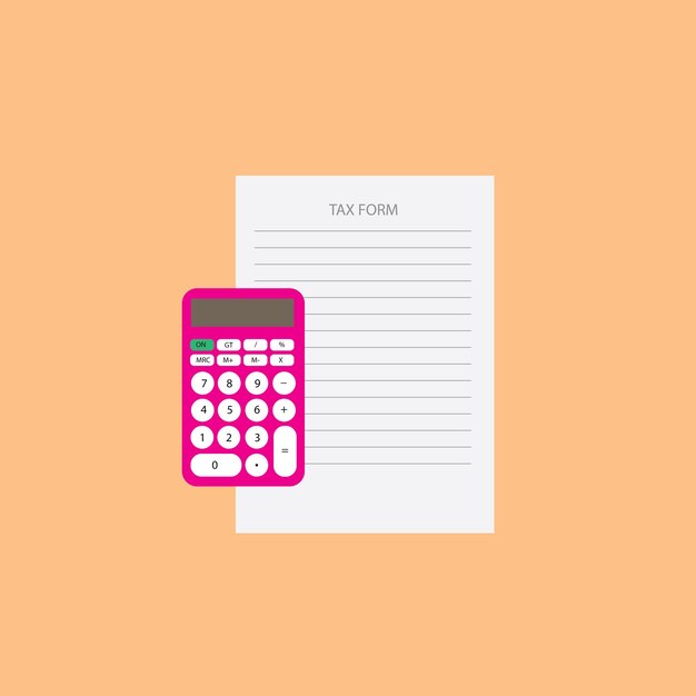 Calculator and tax form illustration