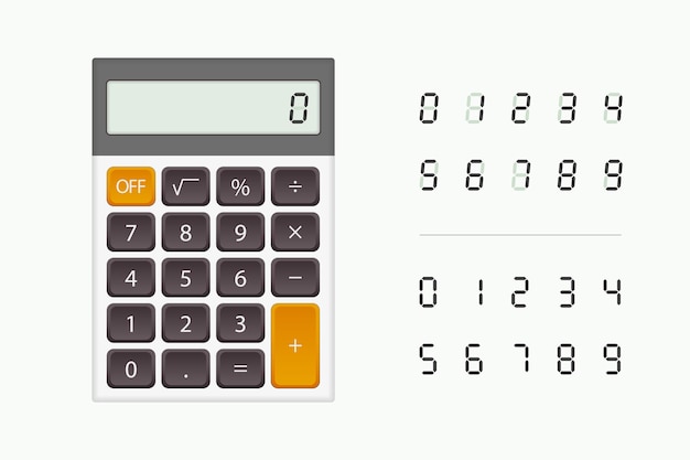 Vector calculator with numbers on white background