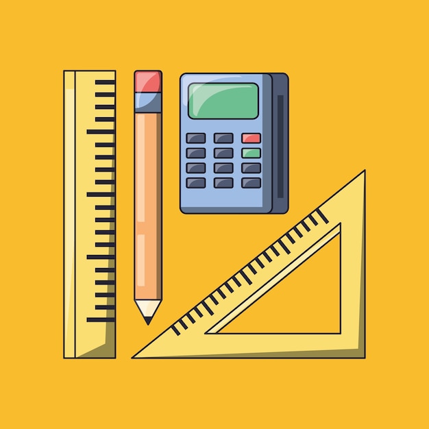 Calculator with rulers and pencil