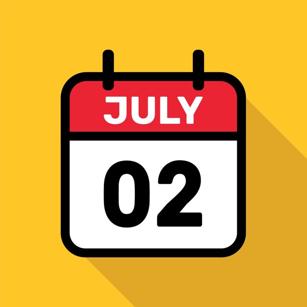 Calendar 02 July Vector illustration background design