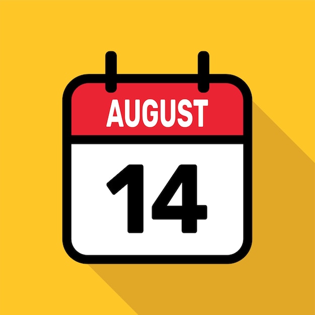 Calendar 14 August Vector illustration background design