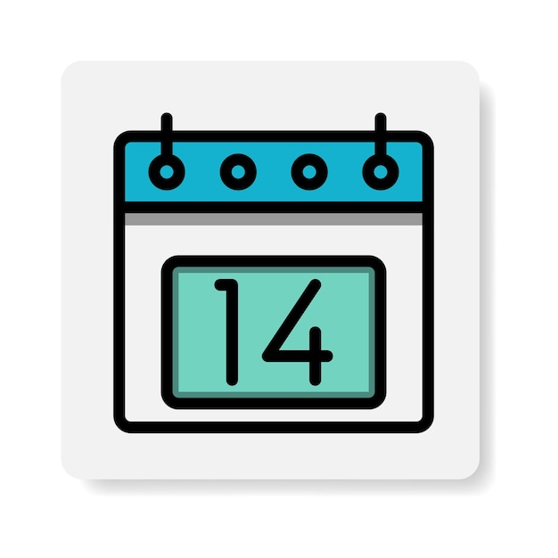 Calendar 14st date color linear icon time event schedule and business symbols icons