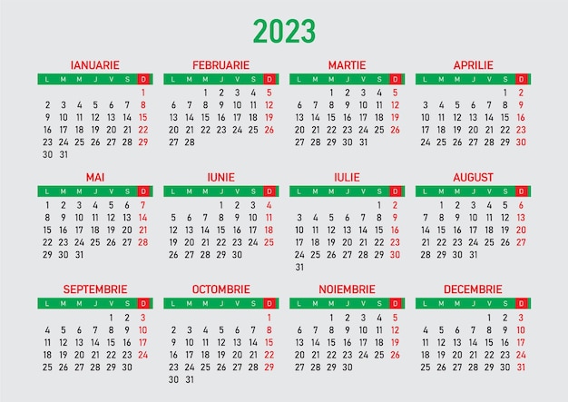 Calendar for 2013 in Romanian language Free Vector.