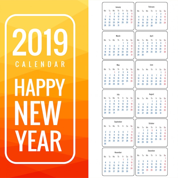 Vector calendar 2019 template design vector