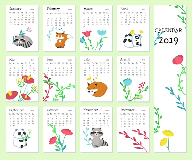 Calendario 2019 con simpatici animali